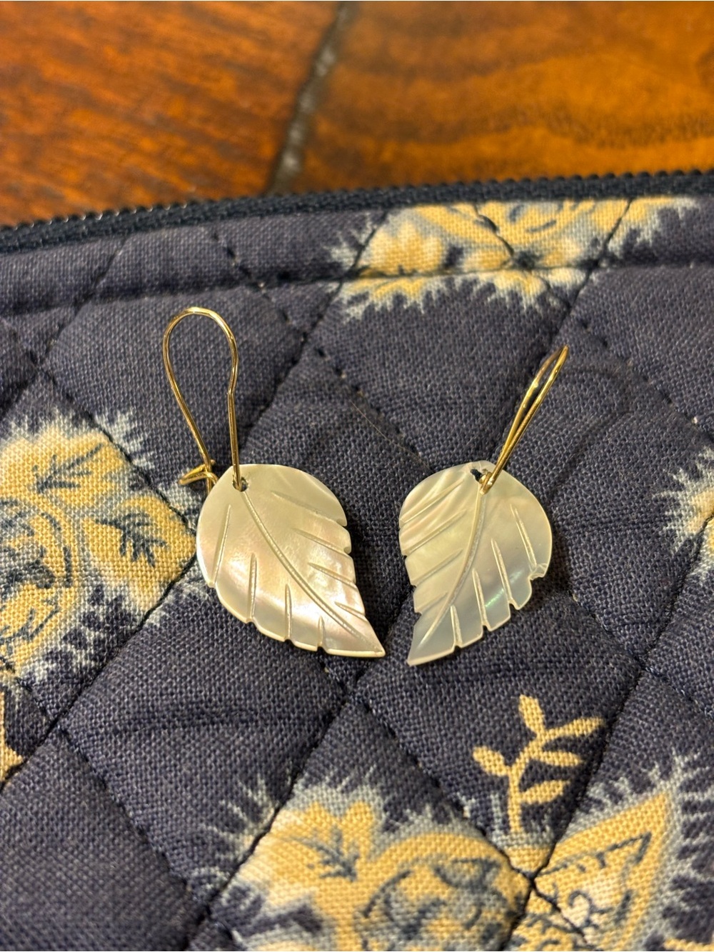 Mother of Pearl Leaf Drop Earrings